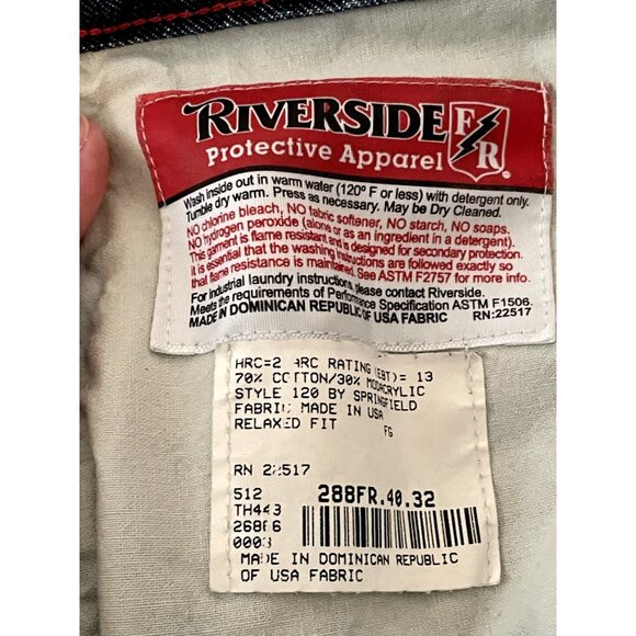 Riverside FR 4 jeans 40x32 Protective Apparel fire flame resistant work HRC2 USA - Picture 5 of 16